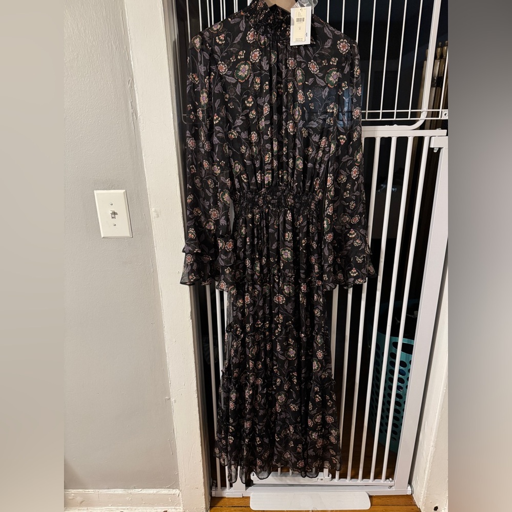 ✨ Anthropologie Tiered Floral Maxi Dress Sz M - Picture 6 of 9
